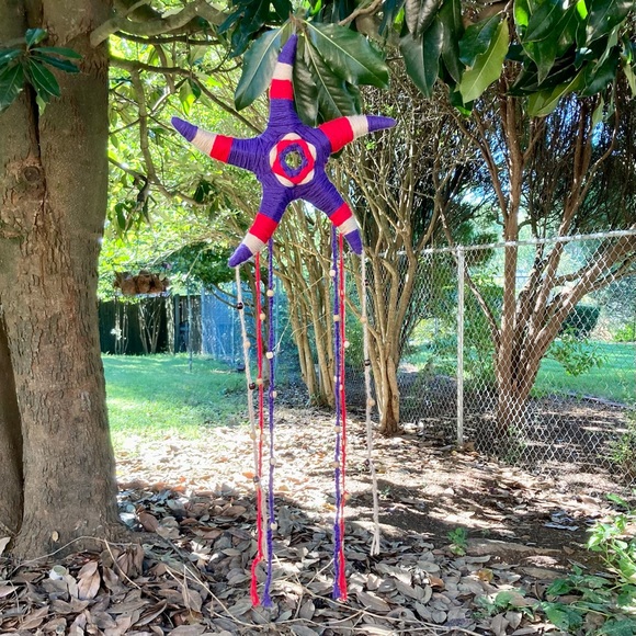 Starfish Star Starburst Shooting Star Yarn Beads Boho Wall dECOR 39” x 1… - Picture 7 of 9